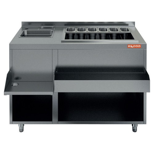 Барная станция HICOLD НБМКС-12/7БПК (с бортом, с ящиками)