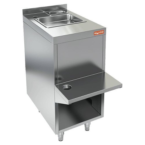 Стол закрытый пристенный HICOLD НБМБП-4/7Б (с полкой под блендер, рукомойником и бортом)