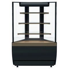 Витрина нейтральная Carboma KC70 N 1,3-2 Light версия 2.0 (Techno 9005) открытая, внешний угол 45°