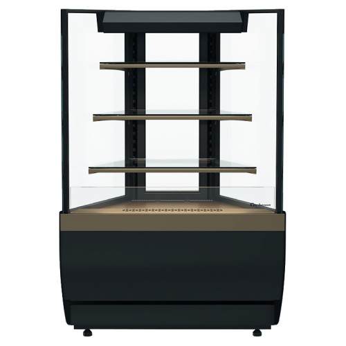 Витрина нейтральная Carboma KC70 N 1,3-2 Light версия 2.0 (Techno 9005) открытая, внешний угол 45°