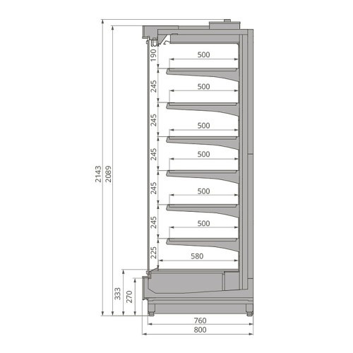 Горка холодильная Brandford Tesey Slim ESC 2080 125 (без боковин)