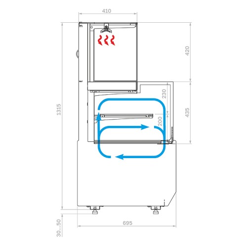 Витрина кондитерская комбинированная Carboma KC70 VV/SH 0,9-2-1 Standard боковина ступенька версия 2.0 (9005-0430)