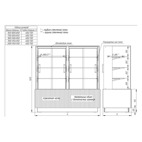 Витрина кондитерская Finist AIR DOUBLE LUX ADL-180-6-163