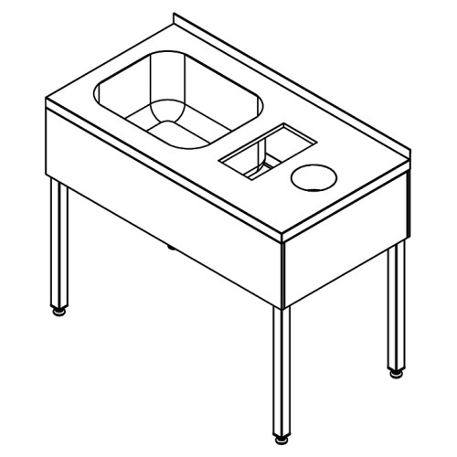 Ванна моечная КОБОР ВМЦФР/1-110/60+ринзер+отверстие для отходов