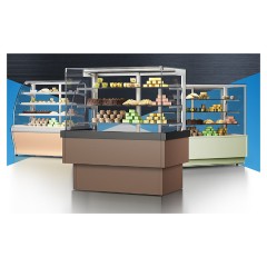 Витрина кондитерская ENTECO MASTER СУЛА 2 90 (встроенный агрегат) с боковинами коричнево-золотая