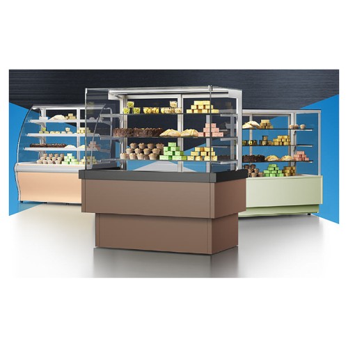 Витрина кондитерская ENTECO MASTER СУЛА 2 90 (встроенный агрегат) с боковинами коричнево-золотая