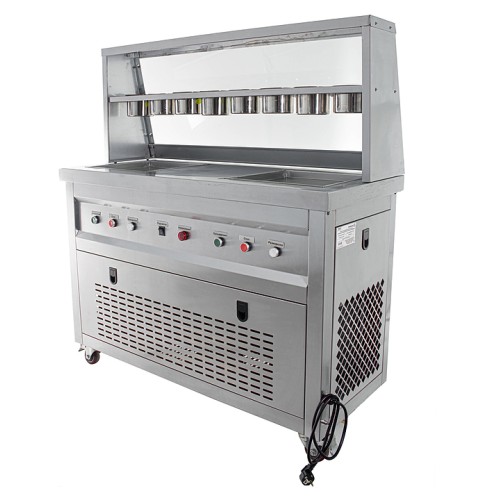 Фризер для жареного мороженого Foodatlas KCB-2F (контейнеры, световой короб, стол для топпингов, 2 компрессора)