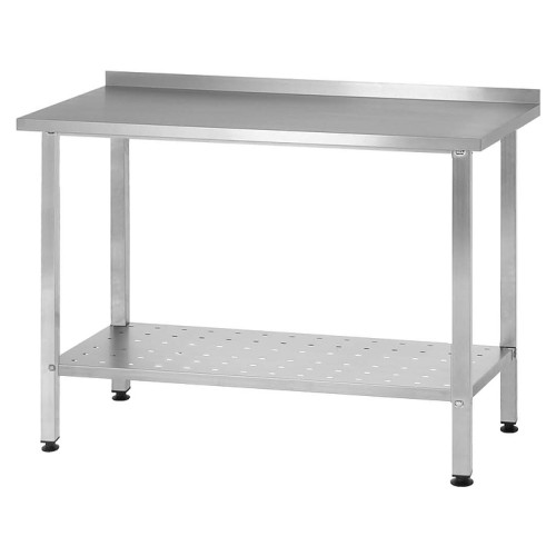 Стол производственный Mecon Norma Inox СПРн 1800х800х860 мм, перфорированная полка, ножка профильная, с бортом