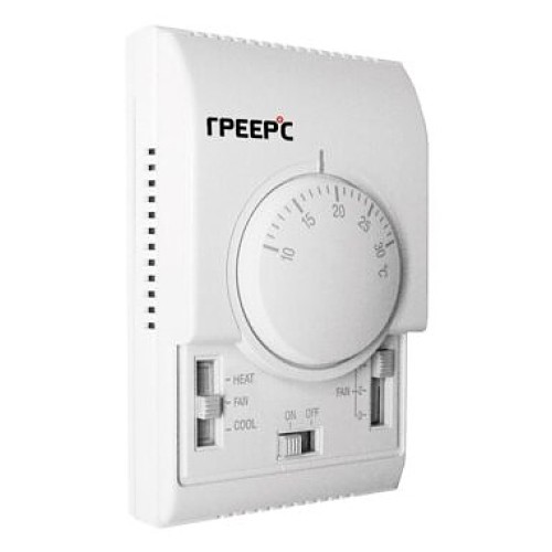 Термостат комнатный Греерс TDS со встроенным трехступенчатым переключателем скорости