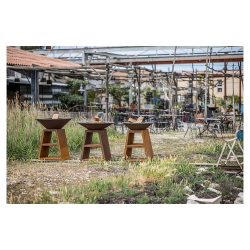 Гриль уличный COEO TRIO 98 h=110 см кортеновская сталь