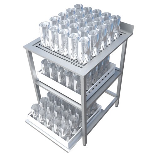 Стол спиллстоп BARMADE 700х700х900 мм с выдвижными полками