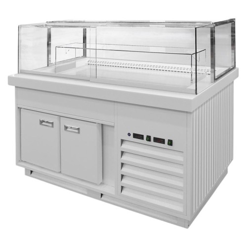 Напольная горизонтальная кондитерская витрина Finist Maria Mw-20-9 с выкладкой из дерева (лак)