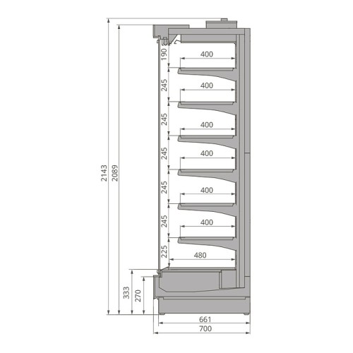 Горка холодильная Brandford Tesey Ultra Slim ESC 2080 250 (без боковин)