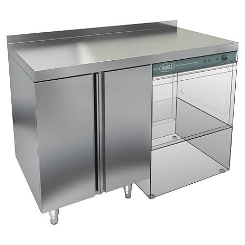 Стол под посудомоечную машину HICOLD НБМСЗКП-12/5БП с правым крылом и бортом