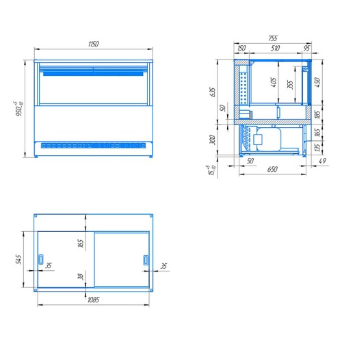 Витрина морозильная ТехноБалт Вена Бон 1,15